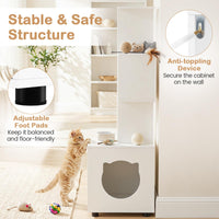 142 cm Tall 2-in-1 Cat Litter Box Enclosure w/Storage Pet House Corner Bookshelf