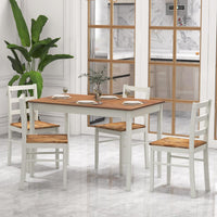 Giantex 5-Piece Dining Set, Solid Wood Kitchen Furniture w/Rectangular Table & 4 Chairs