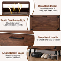 Narrow Shoe Cabinet with 2 Flip Drawers and Adjustable Shelves