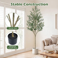 Giantex 190 cm Artificial Olive Tree with Life-Like Fruit & Leaves