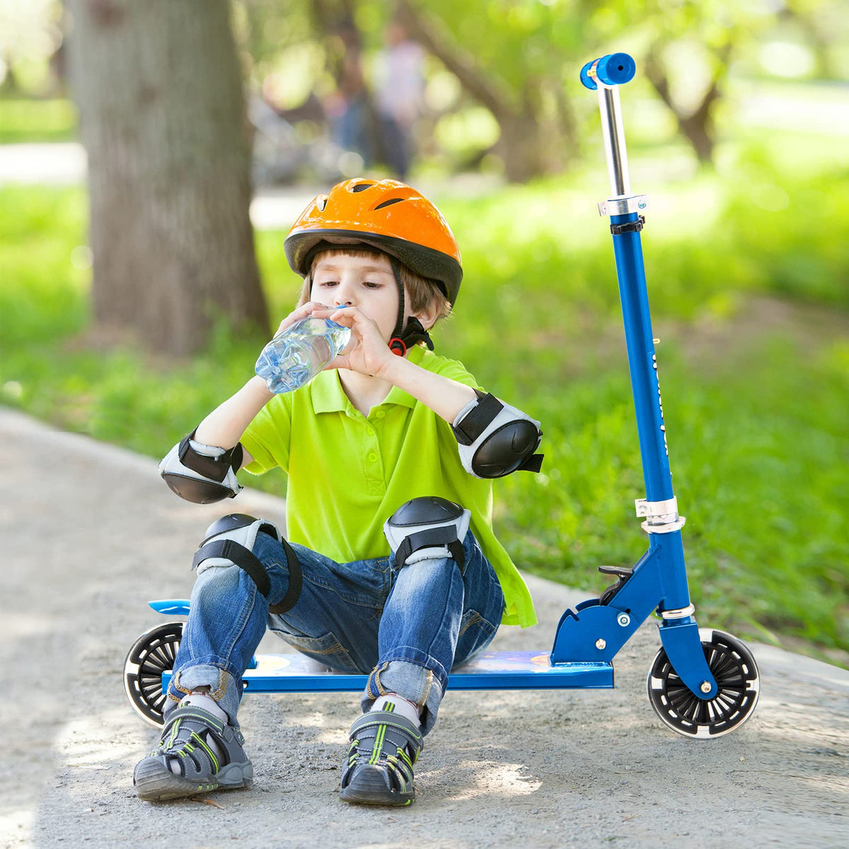 Scooter for Toddlers w/3 Adjustable Heights, 2 Light Up Flashing Wheels & Rear Brake System