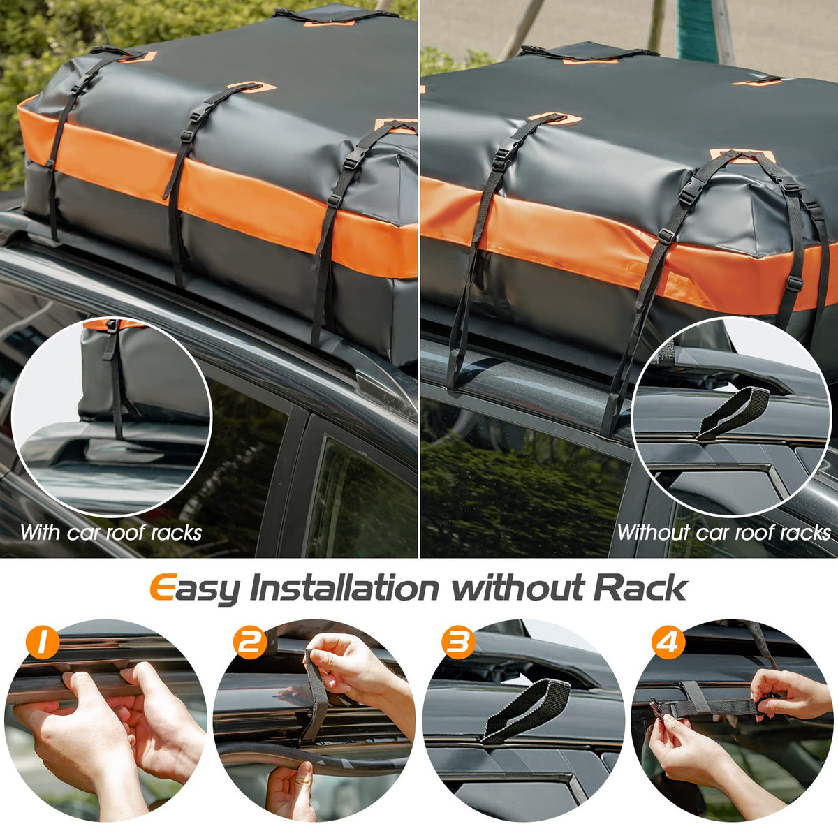 600L/21 Cubic Feet Rooftop Cargo Carrier, Waterproof Car Roof Bag for All Vehicles
