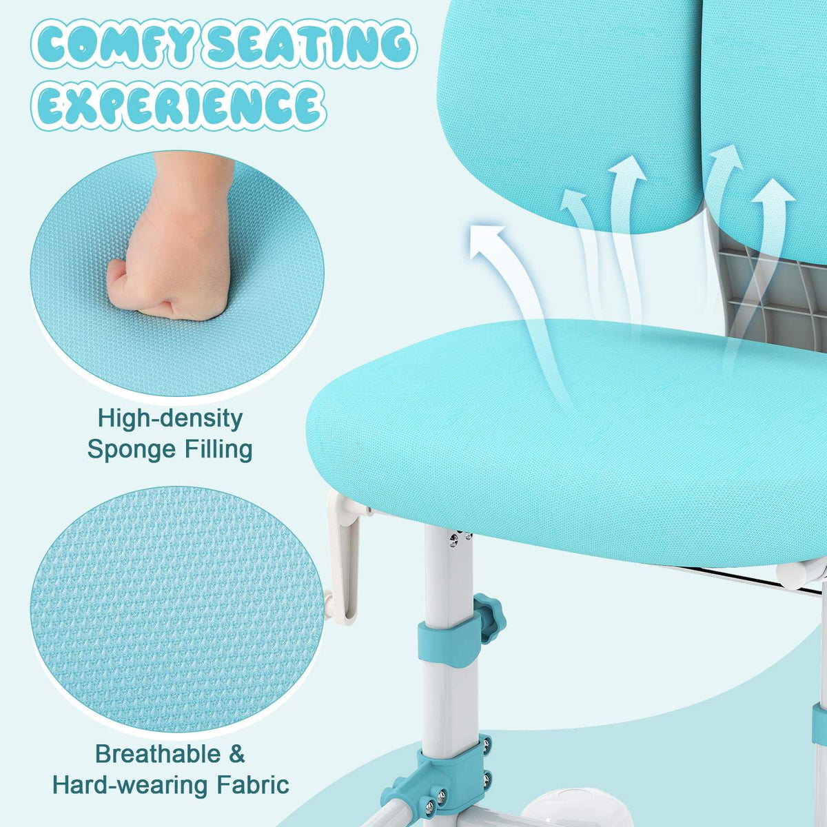 Kids Chair, Ergonomic Children Study Desk Chair with Adjustable Double Backrest