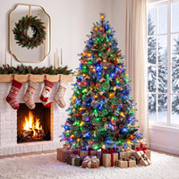 180cm Balsam Fir Christmas Tree Pre-Lit Hinged with Pine Cones and Berries