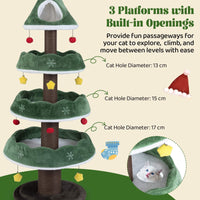 179 CM Tall Christmas Cat Tree, Multi-Level Kitten Tower with 3 Plush Platforms