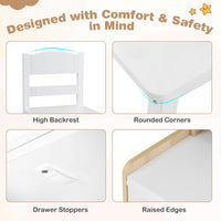 Kids Study Desk and Chair Set, Wooden Children Writing Desk