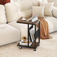 C-Shaped Side Table on Wheels