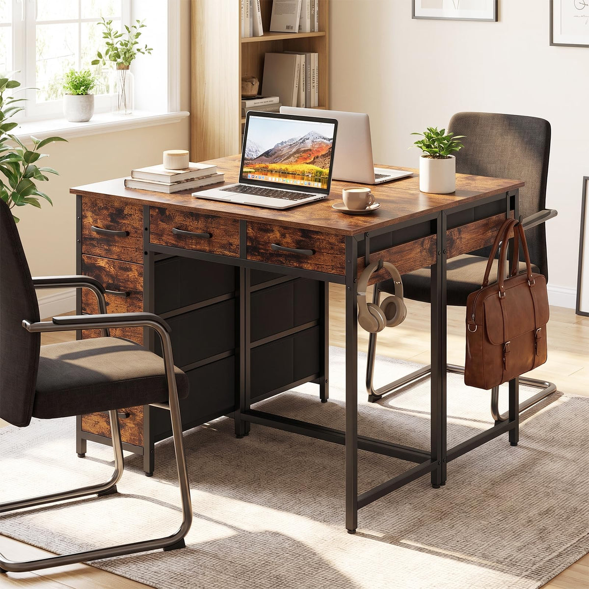 Giantex Computer Desk with Reversible Drawers