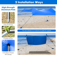 2-Size Beach Sunshade Canopy with Sandbags & Carry Bag for Beach, Trip