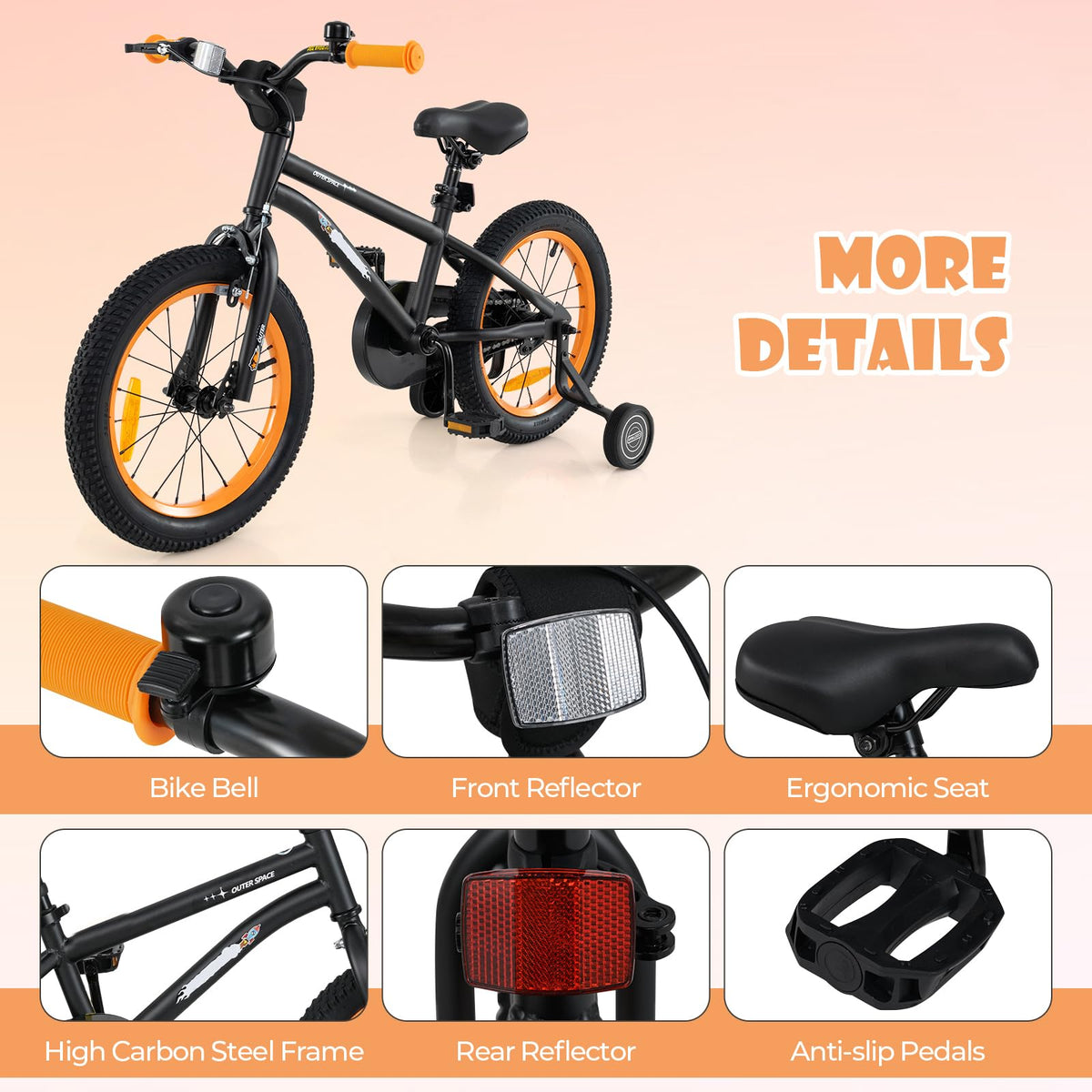 Kids Bike for 4-7 Years Old Sport Bicycle Adjustable with Training Wheels