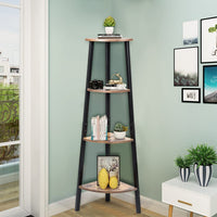 Giantex 4-Tier Corner Shelf, Lightweight Wood Look Organizer w/Metal Frame