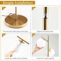 3-Globe Floor Lamp with Foot Switch and Steel Pole for Living Room