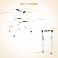 Giantex Folding Clothes Drying Rack, 2-Tier Metal Laundry Drying Rack Laundry Drying Rack with Height-Adjustable Wings