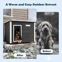 Wooden Dog House Outdoor Weatherproof with PVC Curtain 2 Size