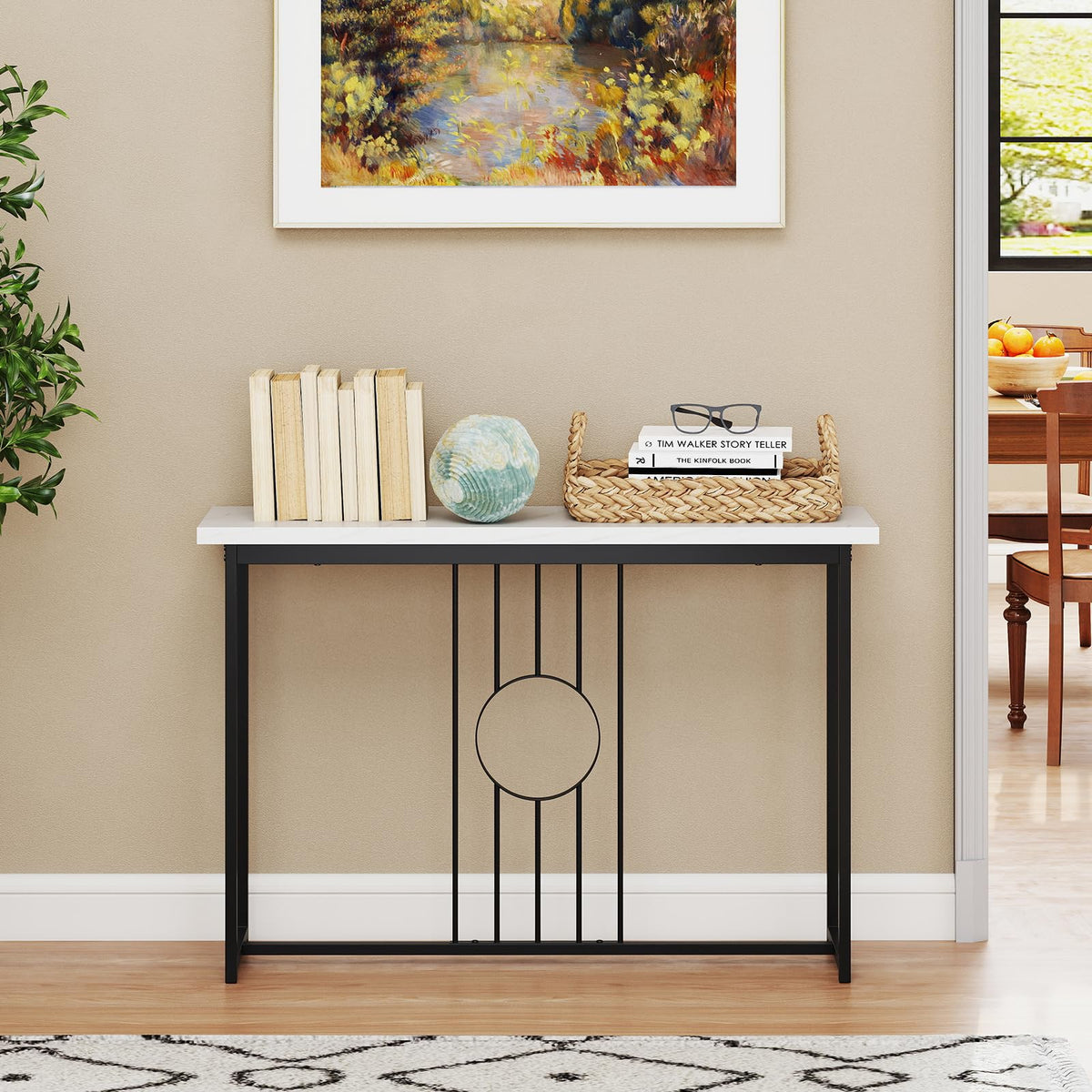 Giantex 120cm Entryway Table Faux Marble Top Console Table