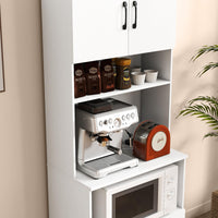 Giantex Pantry Cabinet with Power Outlets, Freestanding Narrow Kitchen Hutch