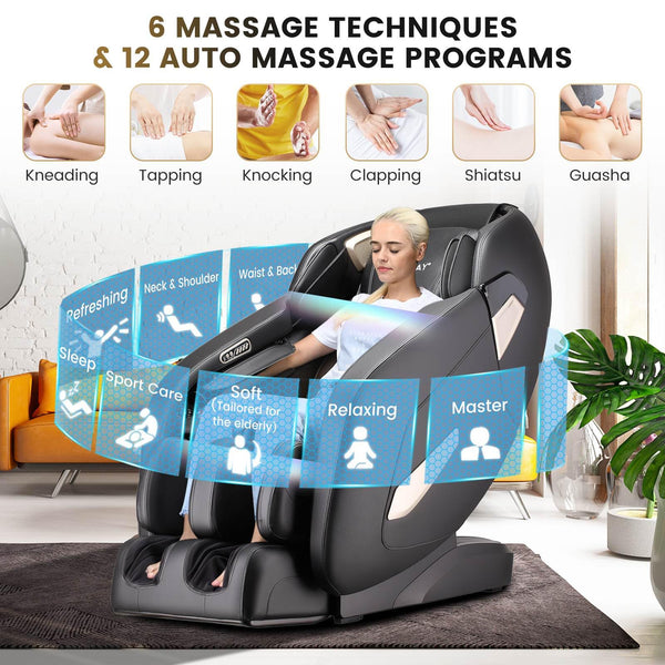 SL Track Massage Chair, Zero Gravity Shiatsu Massage Recliner with Full Body Air Bags