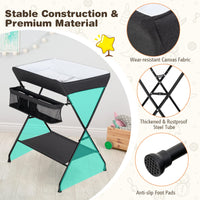 Folding Baby Change Table with Storage Basket & Shelf for Infant & Toddler