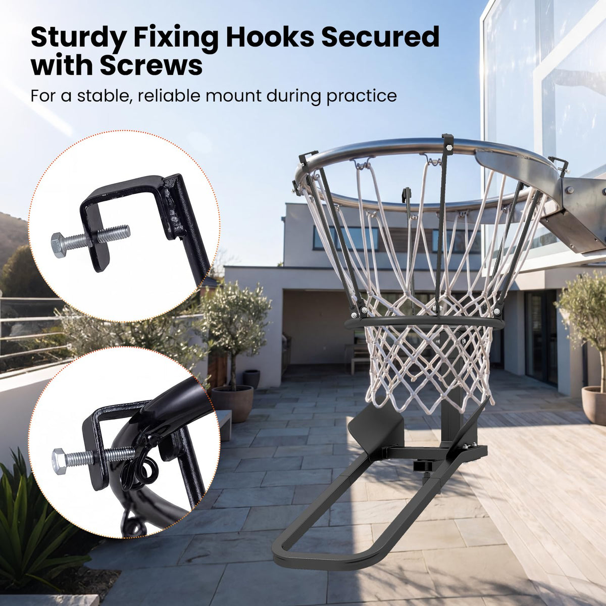 180 Degree Heavy-Duty Basketball Return Attachment with 6 Sturdy Hooks