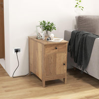 End Table Side Table w/ USB Ports & Outlets Nightstand Storage Cabinet Bedroom