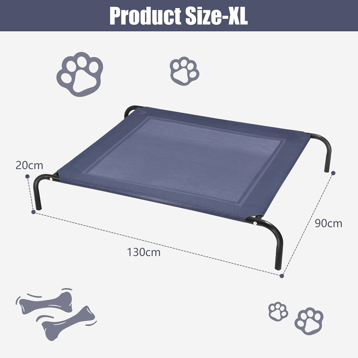 Elevated Pet Bed for Large Dogs Cot Indoor Outdoor Camping Steel Frame Mat