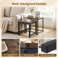 Nesting Coffee Table Set of 3 with Heavy-Duty Metal Frame