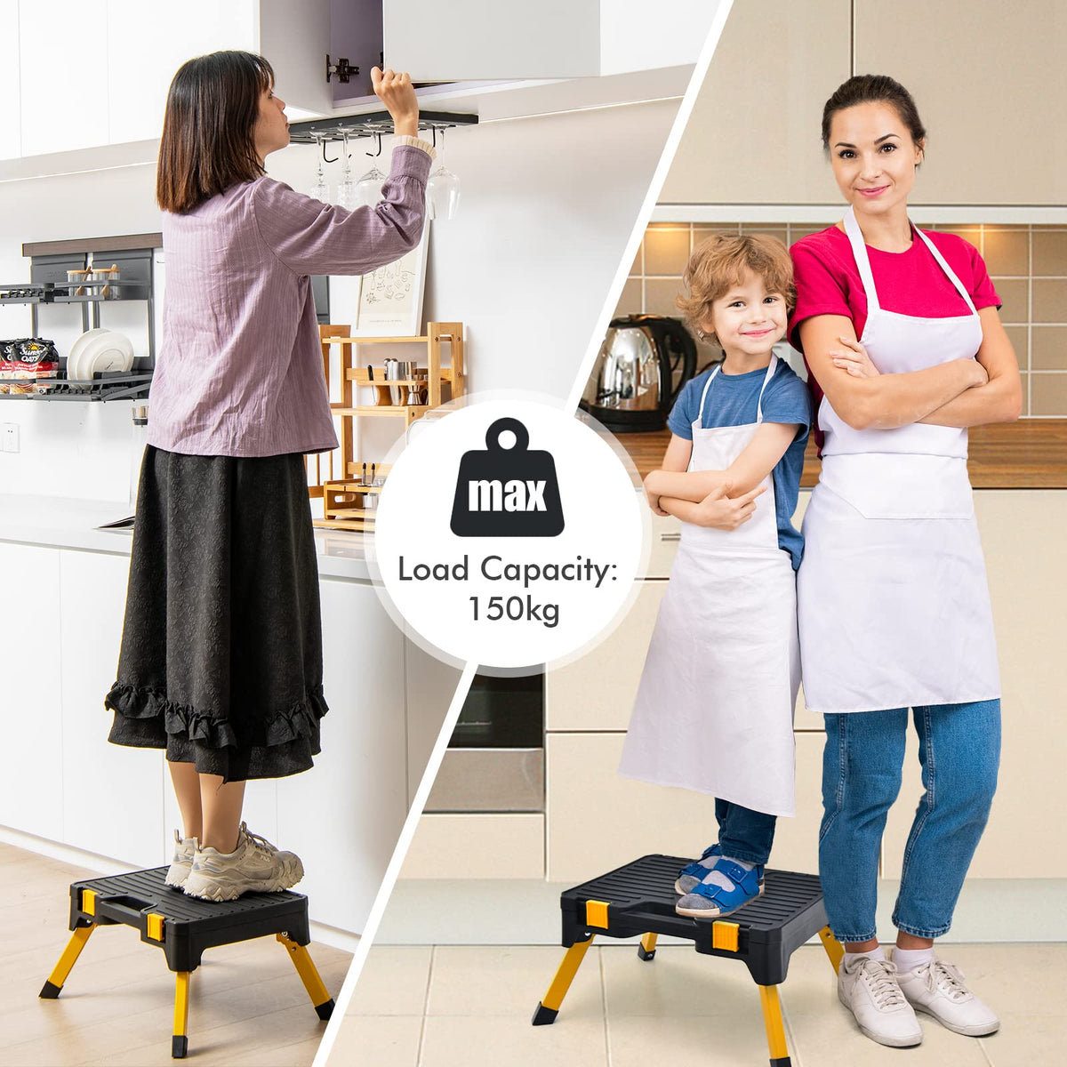 Folding Step Ladder with Wide Pedal for Kitchen