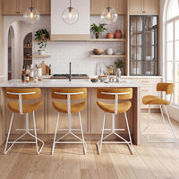 Giantex Counter Height Stools Set of 2, Fabric Upholstered Armless Barstools with Curved Back & Padded Seat