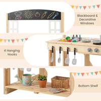 Outdoor Mud Kitchen with Stoves & Sink and Chalkboard for Kids
