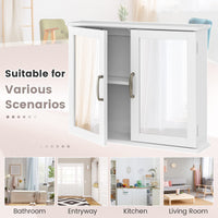 Mirrored Bathroom Wall Cabinet with Double Mirrored Doors and Two Shelves
