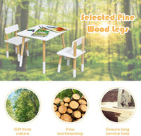 Kids Table and 2 Chairs Set with Pine Wood Legs for Playing & Learning & Eating