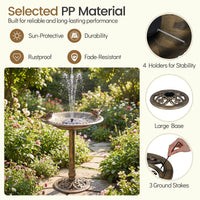 71cm Bird Bath with Solar Powered Fountain, Outdoor Pedestal Birdbath