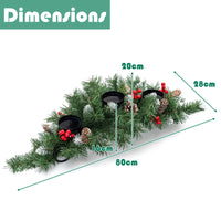 Artificial Christmas Tabletop Centerpiece with 3 Candle Holders