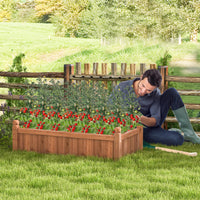 Wood Raised Garden Bed, 111 x 59 x 40 CM Rectangular Planter Box w/Drainage Holes for Growing Vegetables