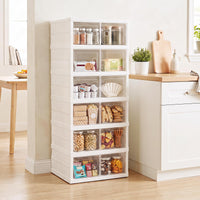 6-Tier Folding Plastic Shoe Organizer with Clear Doors and 12 Pairs for Entryway