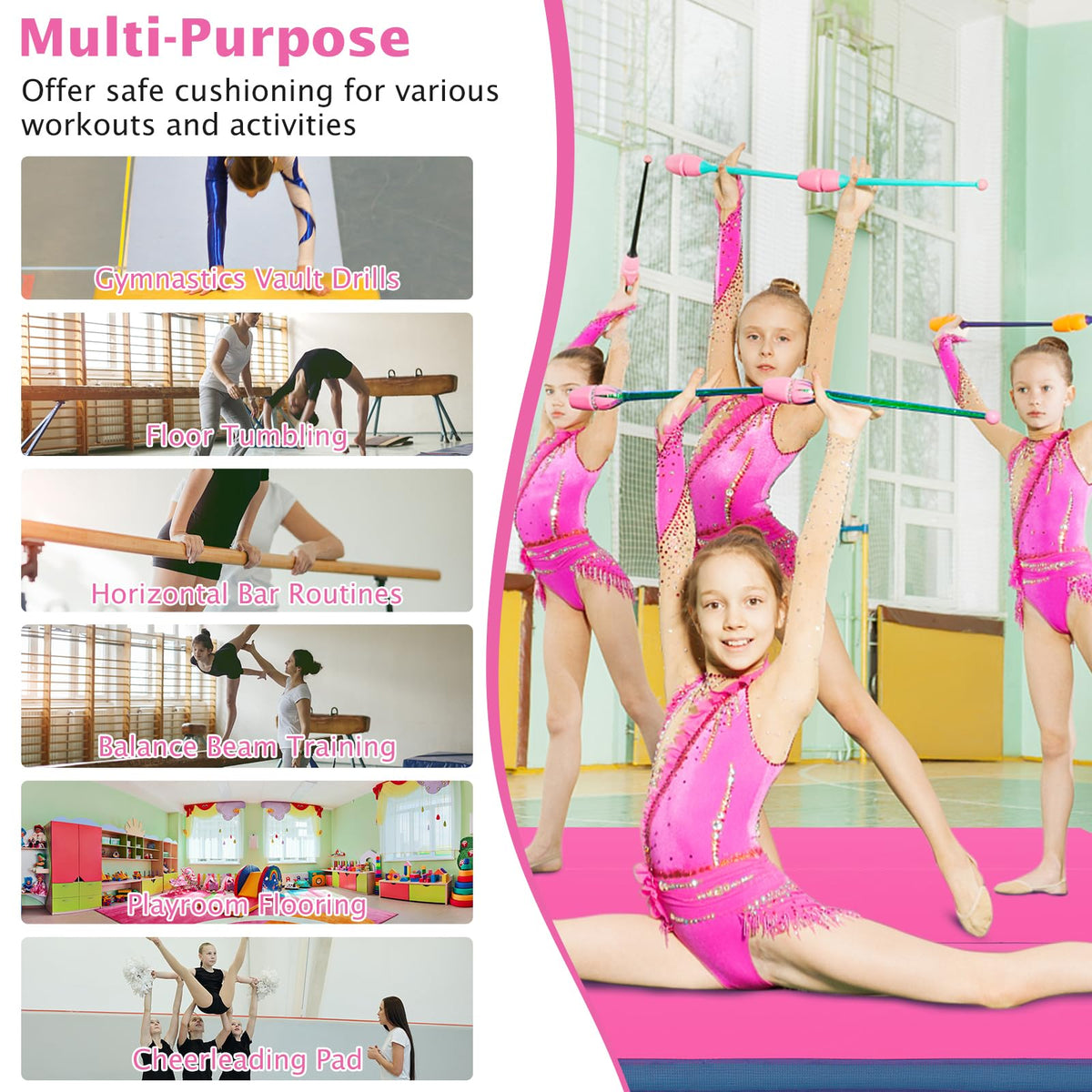 Giantex 4" Thick Folding Gymnastics Mat, 4' x 4' Tumbling Mat