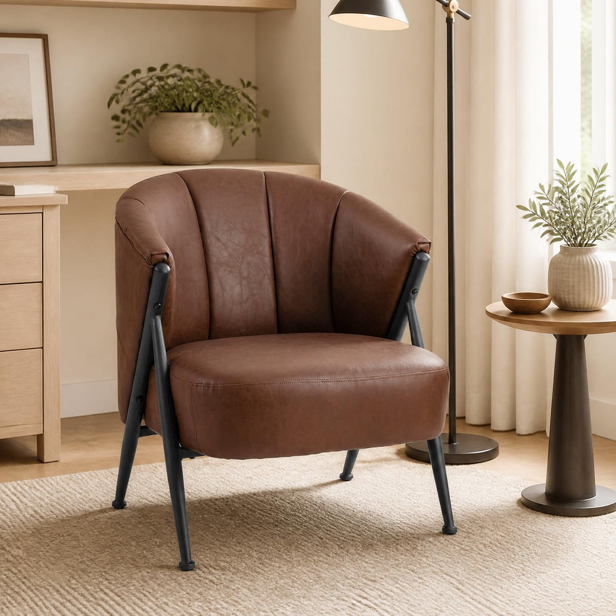 Single Sofa with Adjustable Foot Pads for Home Office or Living Room