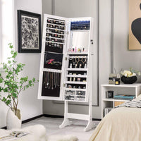 Jewelry Armoire Storage Organizer Lockable Jewelry Cabinet Full-length Mirror