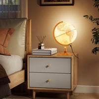 30 cm Illuminated World Globe Light up Globe Night Lamp with Wooden Stand