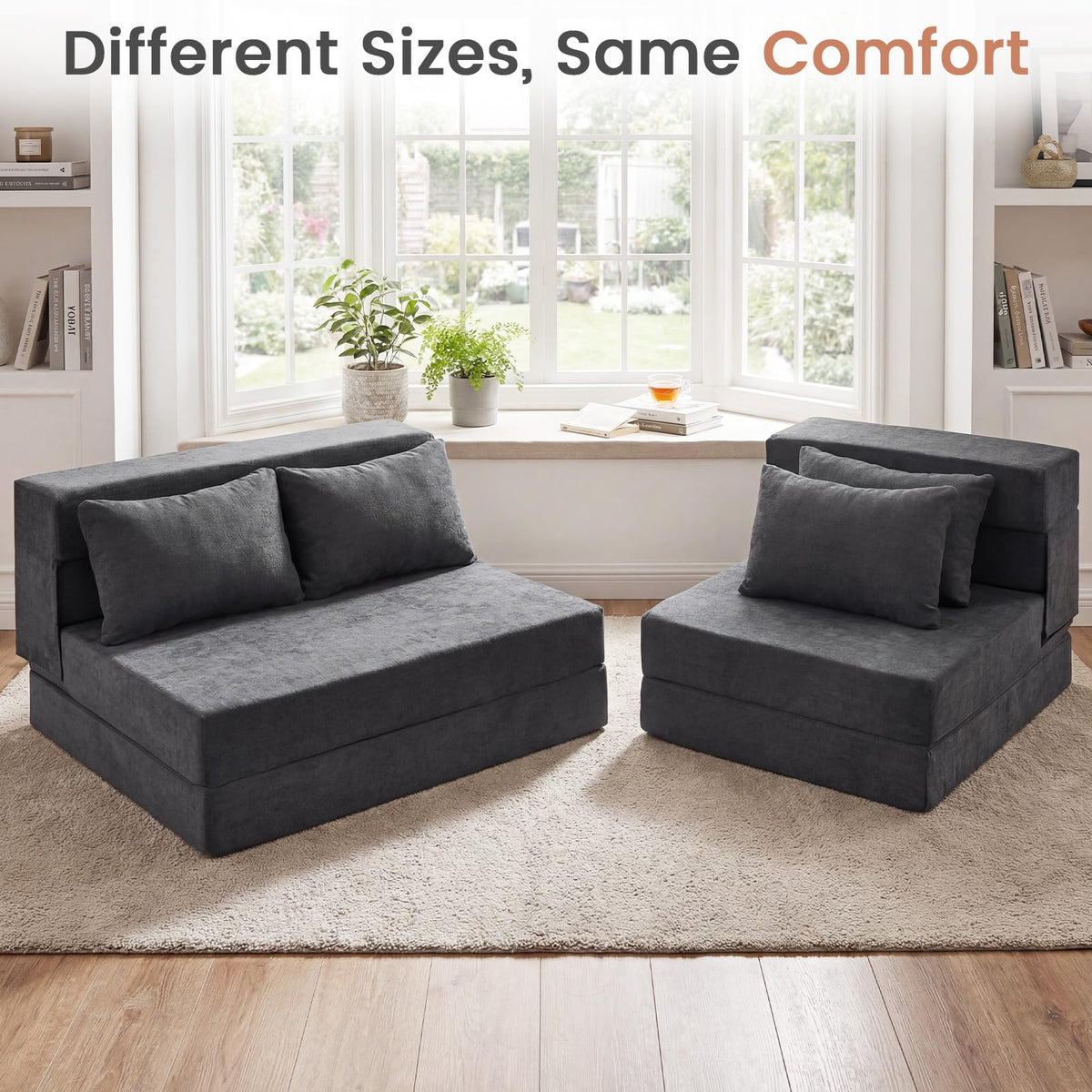 Giantex Folding Sofa Bed, 3-in-1 Convertible Sleeper Chair with 2 Pillows