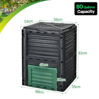 Garden Compost Bin, 80-Gallon/300L Outdoor Composter W/Large Openable Lid & Bottom Exit Door