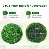 Giantex 2 PCS Holly Artificial Topiary Balls, 49cm Faux Boxwood Balls with White Flowers