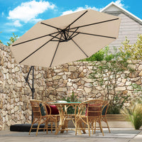 3M Offset Hanging Umbrella with Base Patio Cantilever Umbrella
