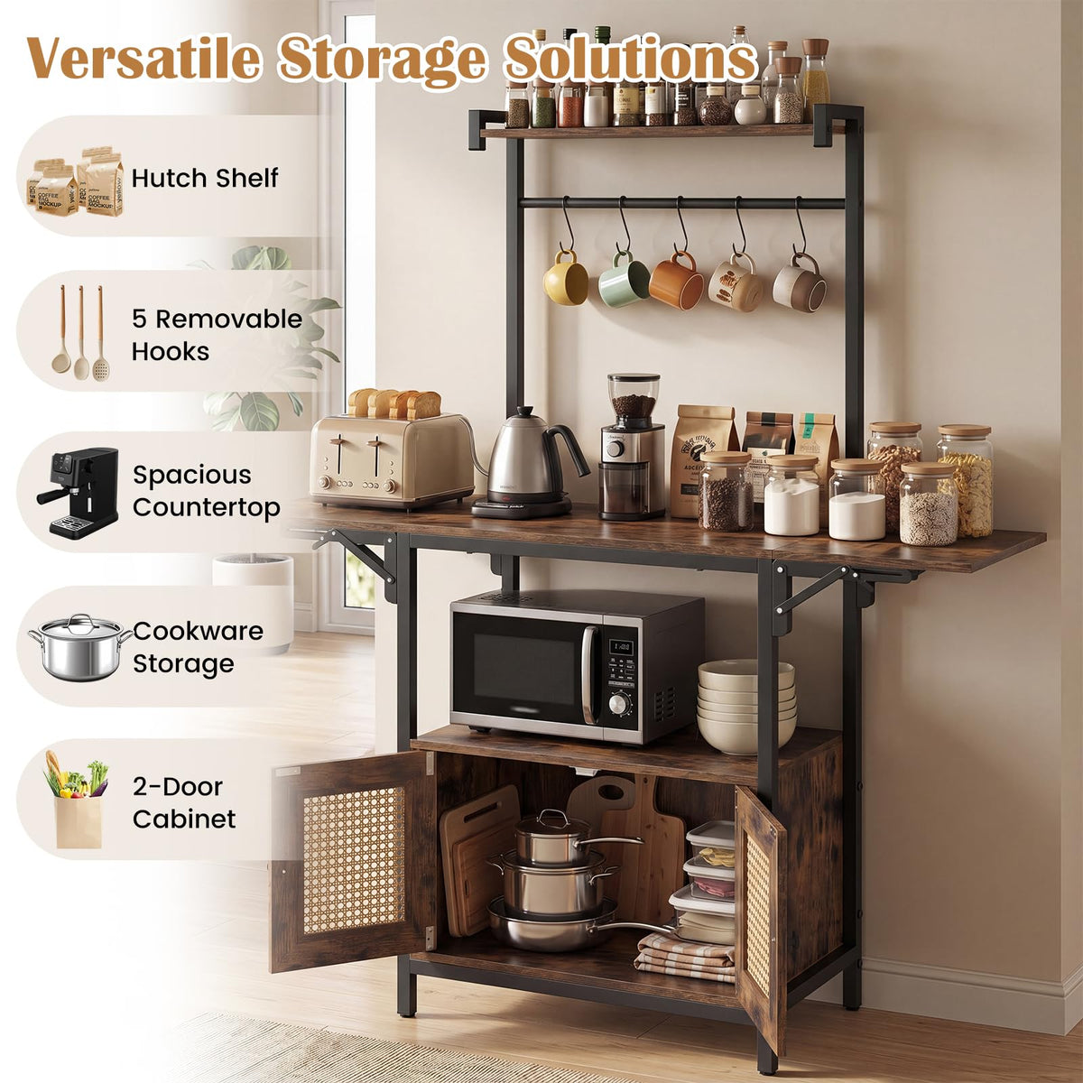 Giantex Bakers Rack Microwave Stand Drop Leaf