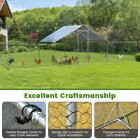 Extra Large Metal Chicken Coop, Walk-in Poultry Cage Hen Rabbit Run House