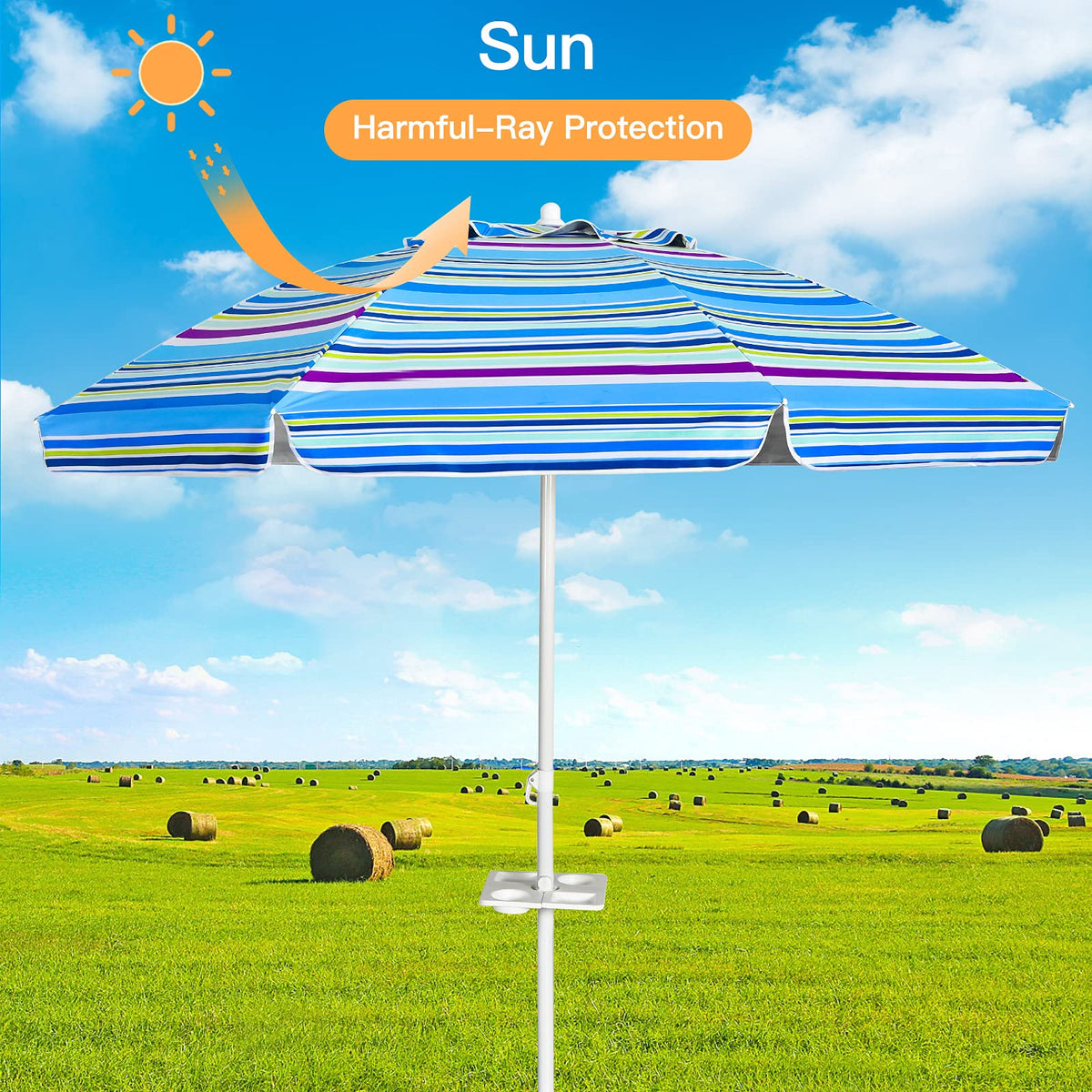 Giantex 7.2 Ft Beach Umbrella, Patio Sunshade Umbrella with Sand Anchor