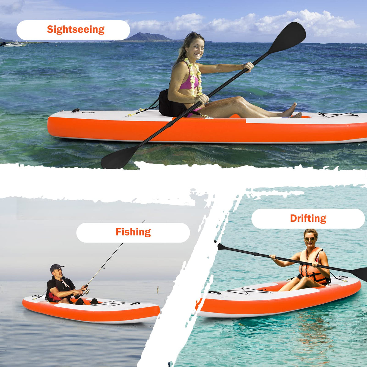 Inflatable Kayak with Adjustable Aluminum Oars for 1 Person