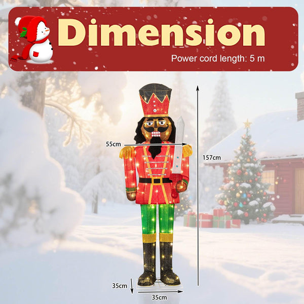 157CM Lighted Christmas Nutcracker with Glitter Sword and 100 LED Lights