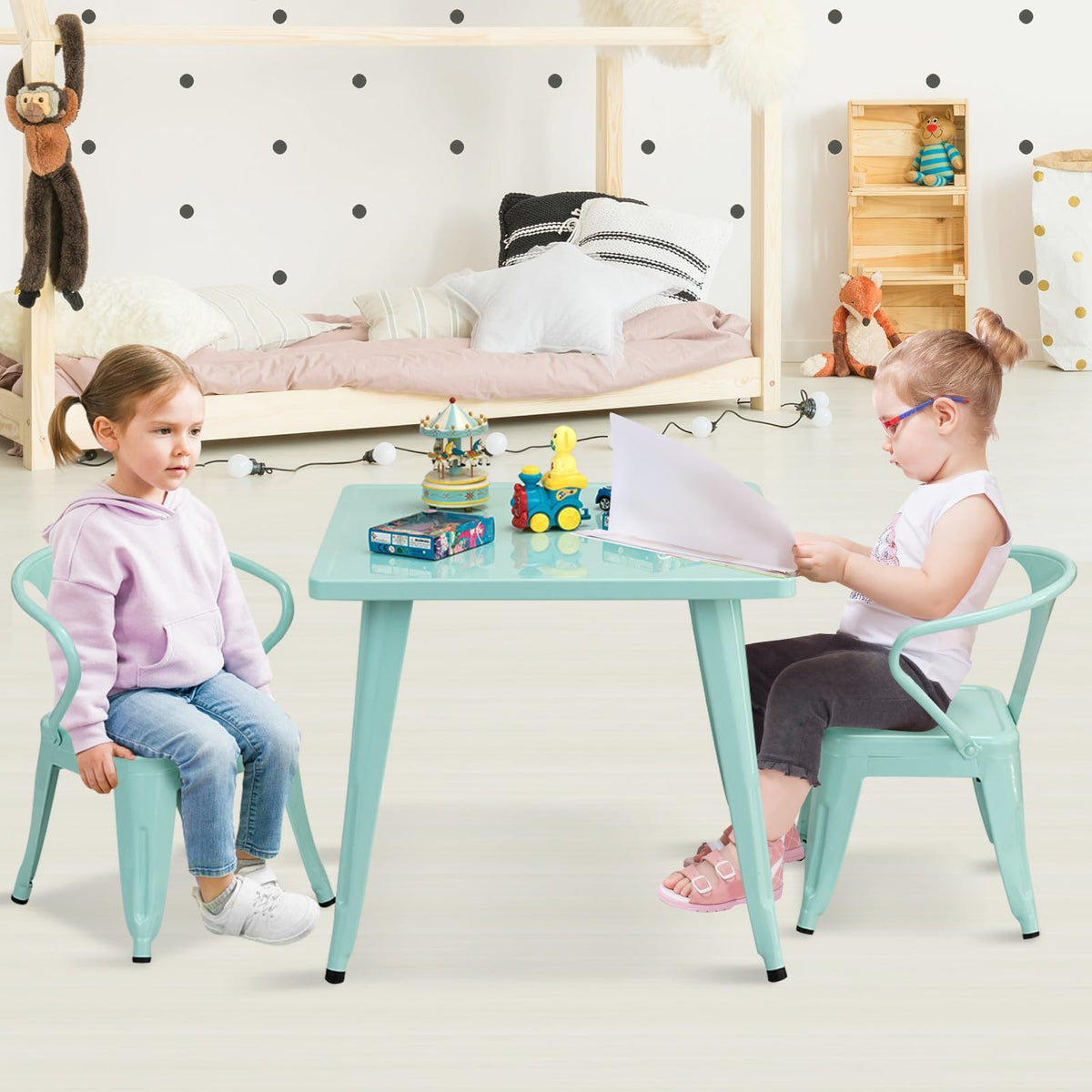 Kid’s Table and Chair Set with Adjustable Foot Pads