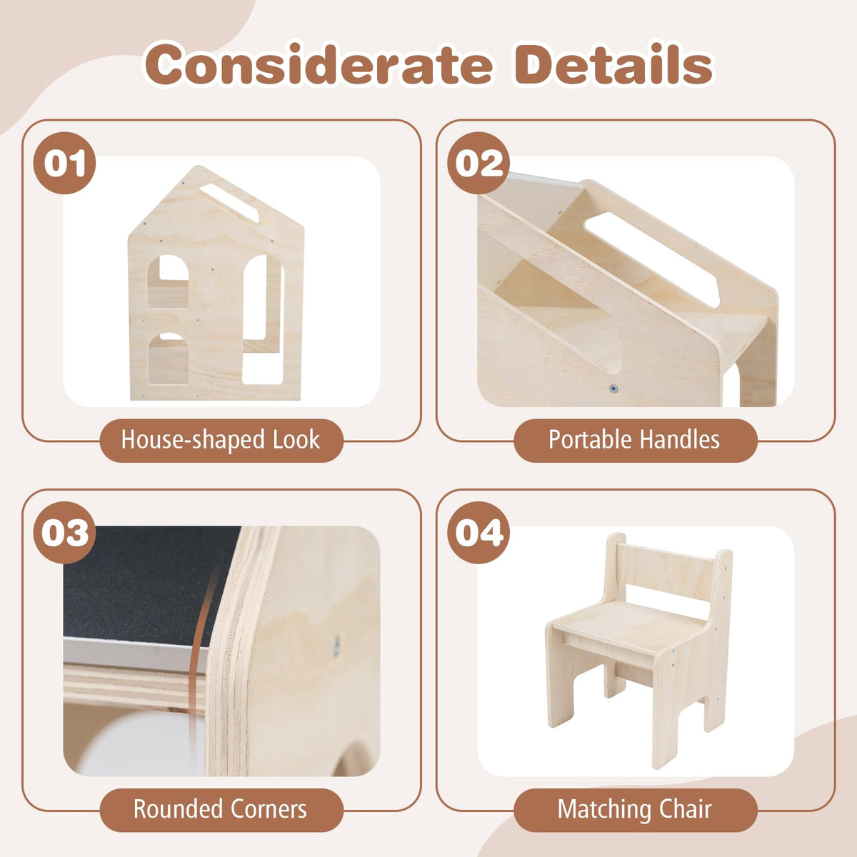 3-in-1 Toddler Art Table Set with 2 Bookshelves and Chalkboard for Painting and Crafting